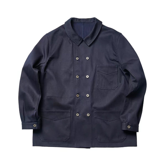 Indigo Dye Double-Breasted French Work Jacket
