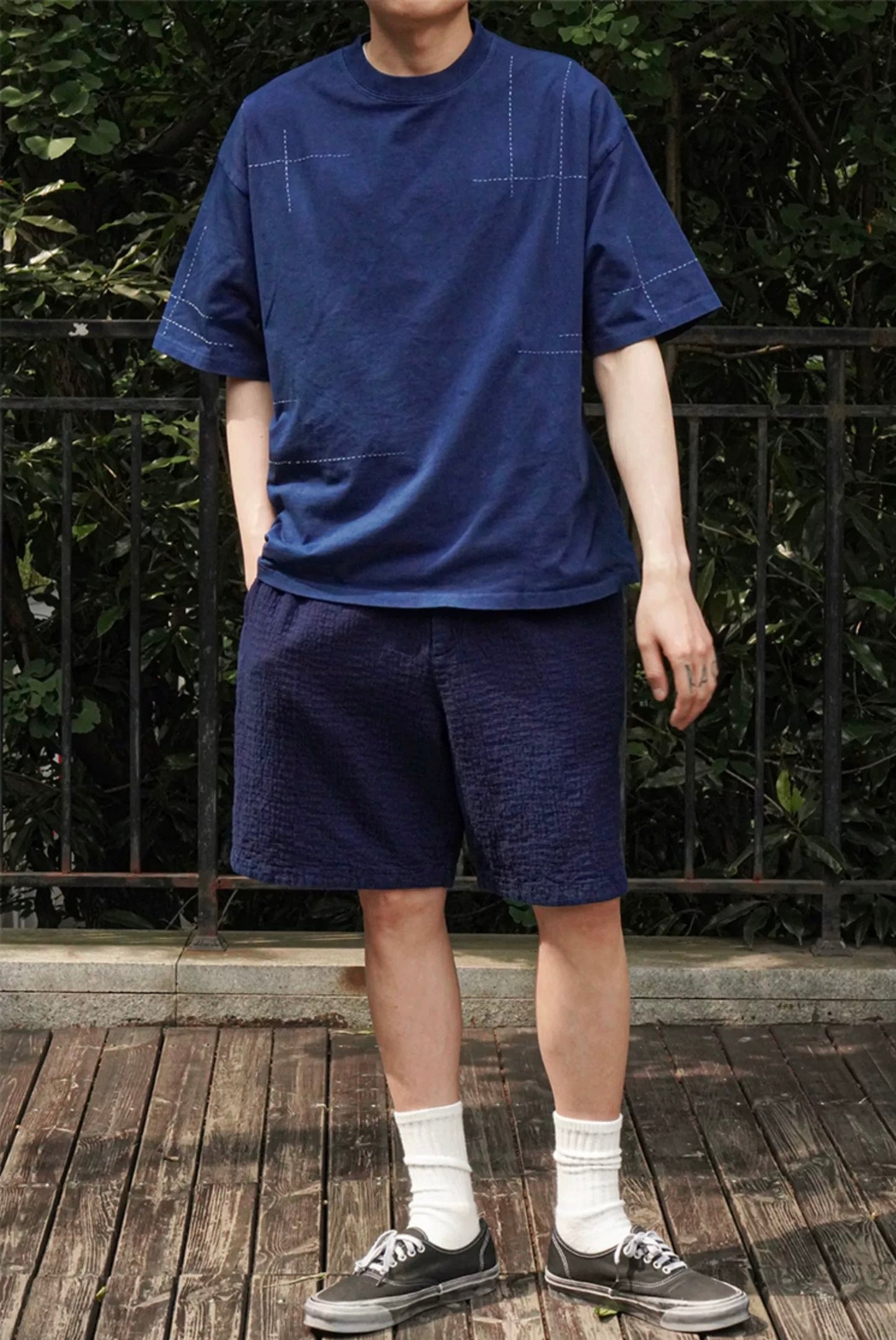 Indigo Dye Sashiko T-Shirt