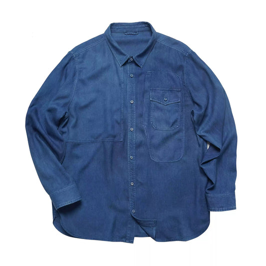 Indigo Dye Mulberry Silk Worker Shirt