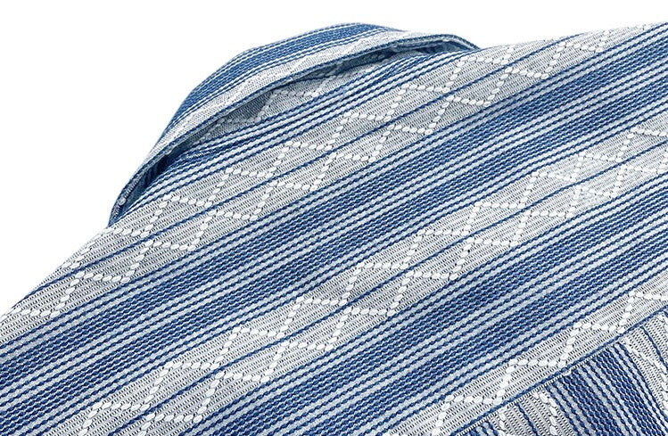 Indigo Dye Sashiko Striped Aloha Shirt