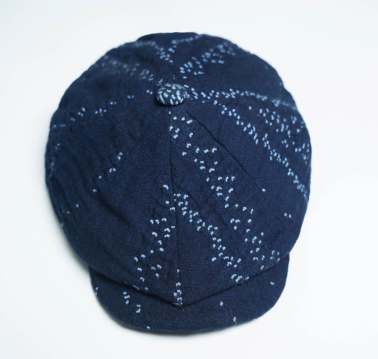 Dark Indigo Dye Sashiko Newsboy Cap