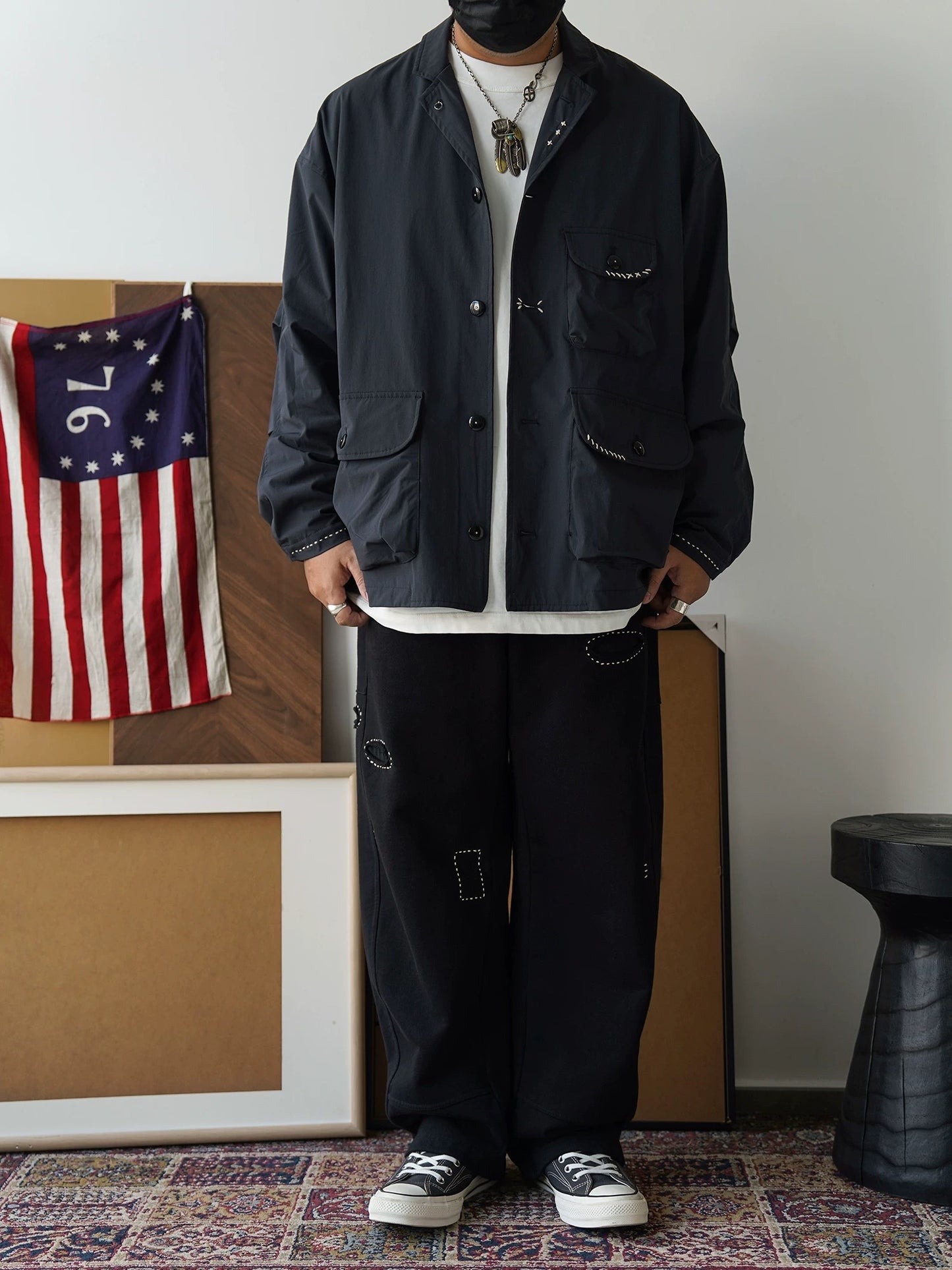 Sashiko Embroidered Sweatpants
