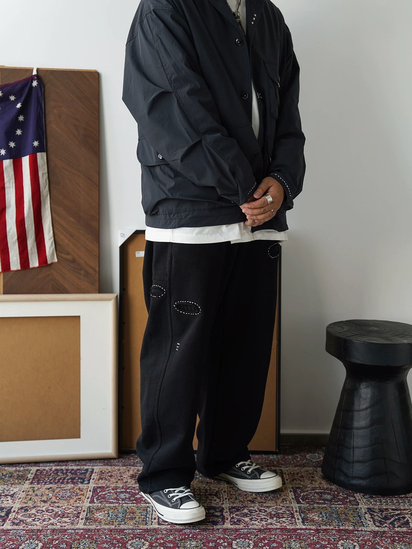Sashiko Embroidered Sweatpants