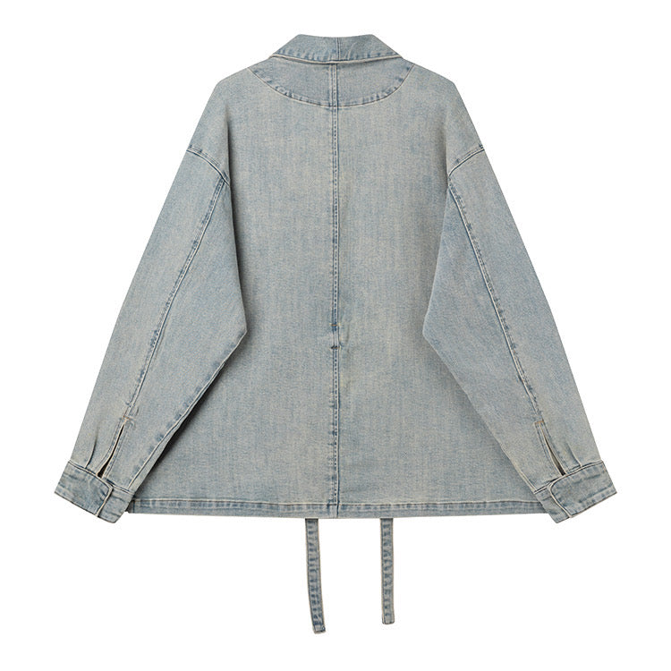 Washed Denim Kimono Jacket