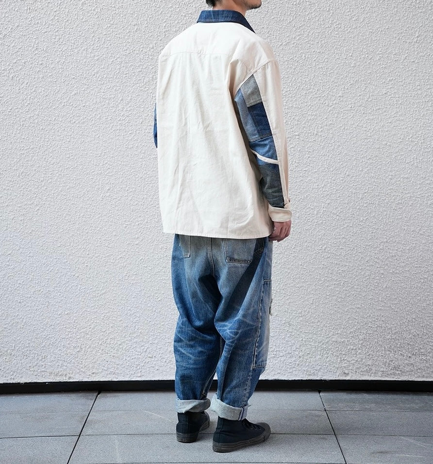 Retro Denim Patchwork Shirt