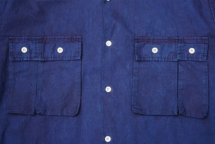 Indigo Dye Worker Aloha Shirt