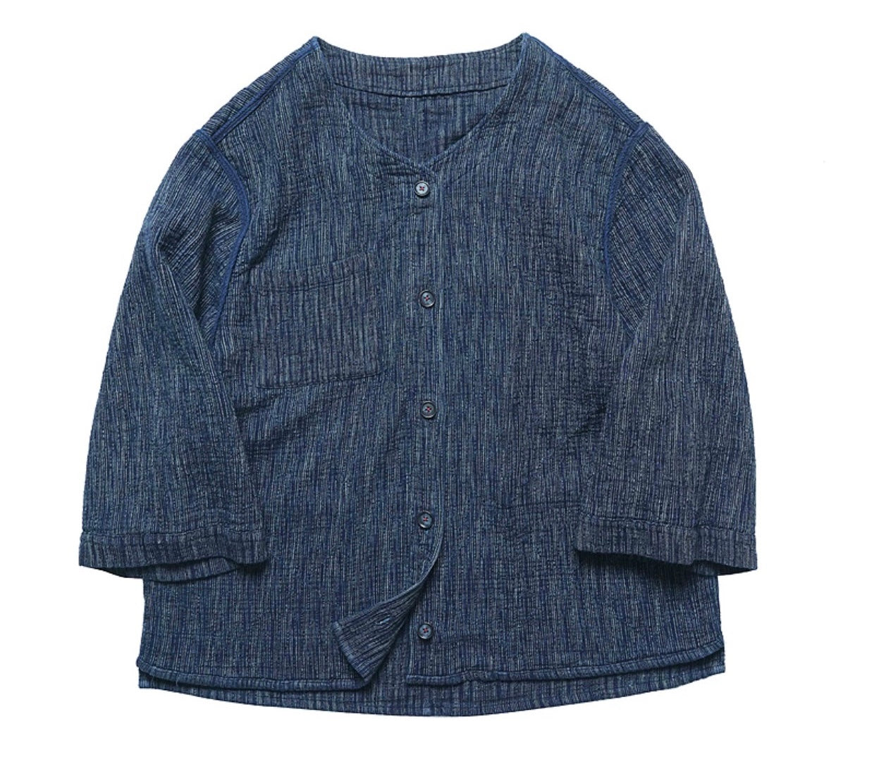 Indigo Dye Sashiko Reversible Baseball Shirt