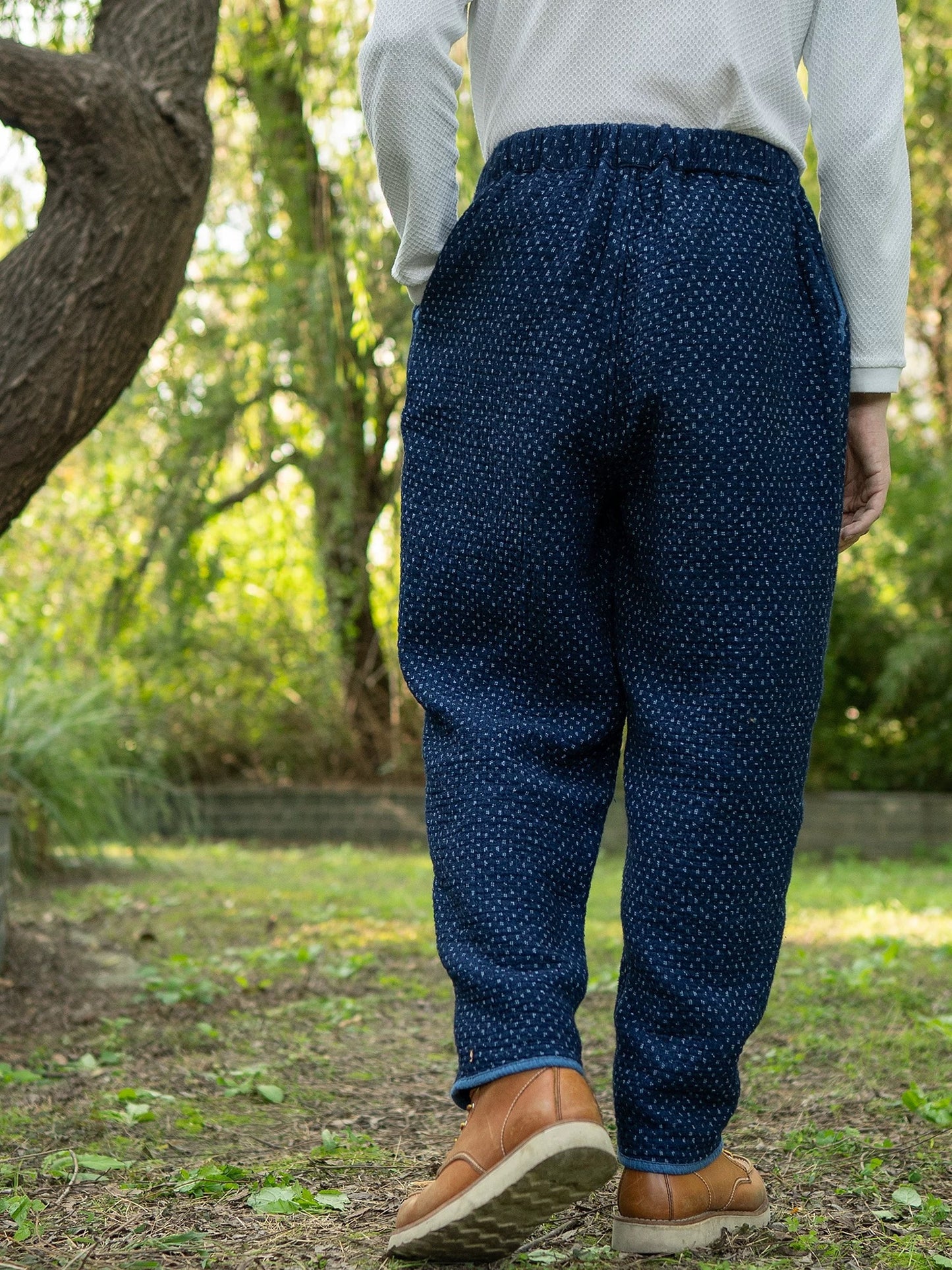 Indigo Dye Sashiko Carrot Pants