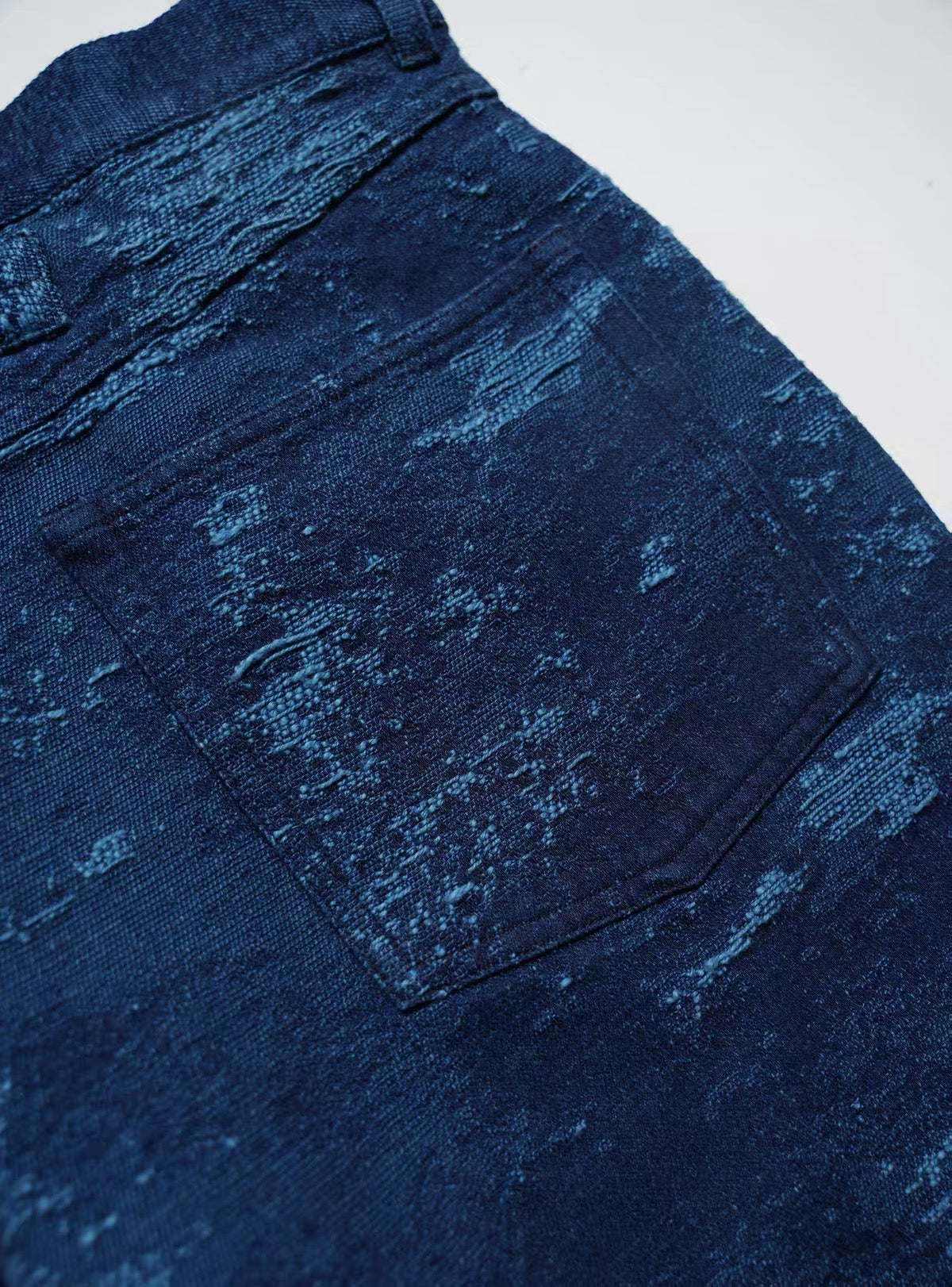 Indigo Boro Textured Patchwork Shorts