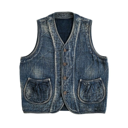 Indigo Dye Sashiko Vest