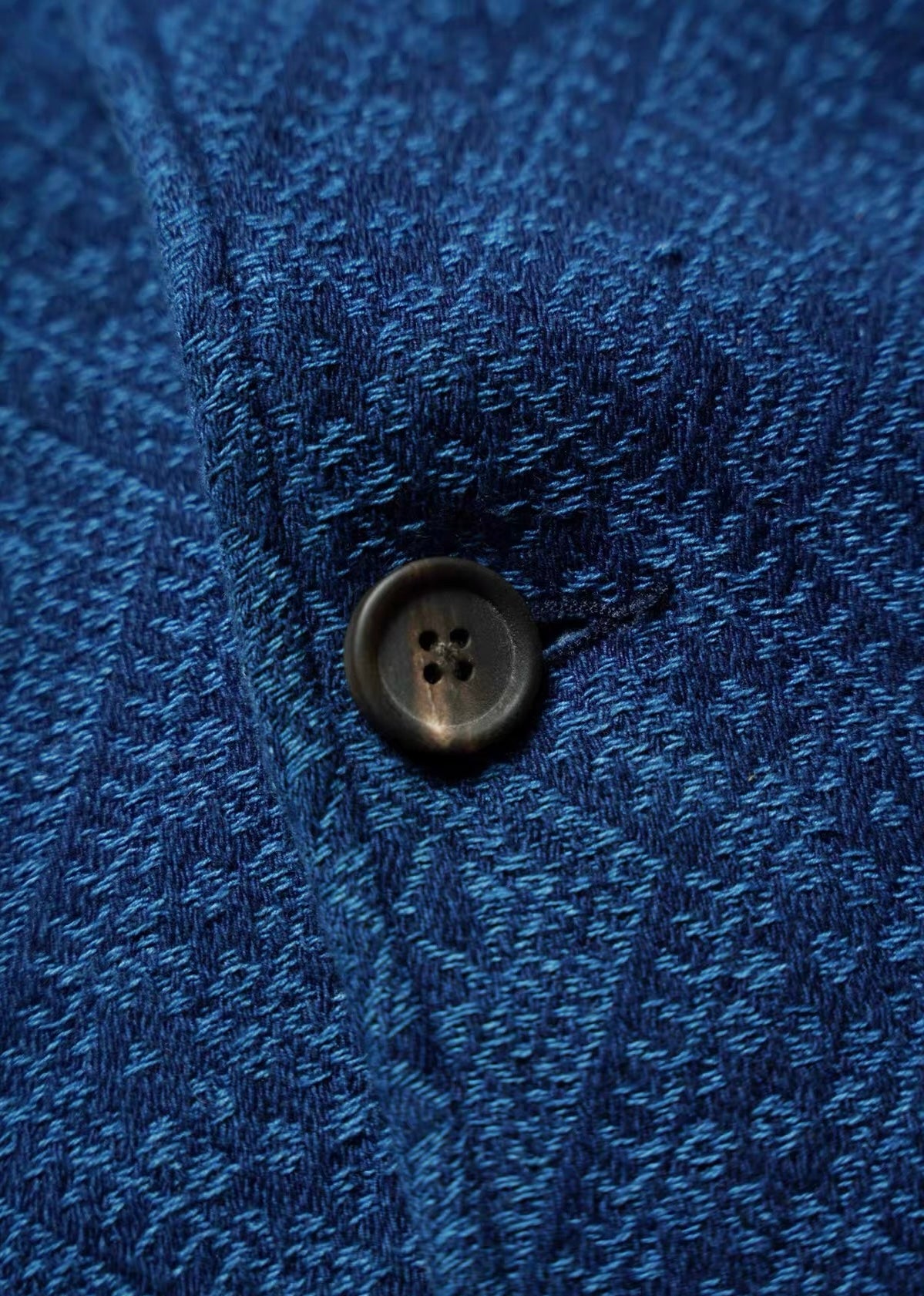 Indigo Dye Double-Dyed Jacquard Patchwork Work Jacket