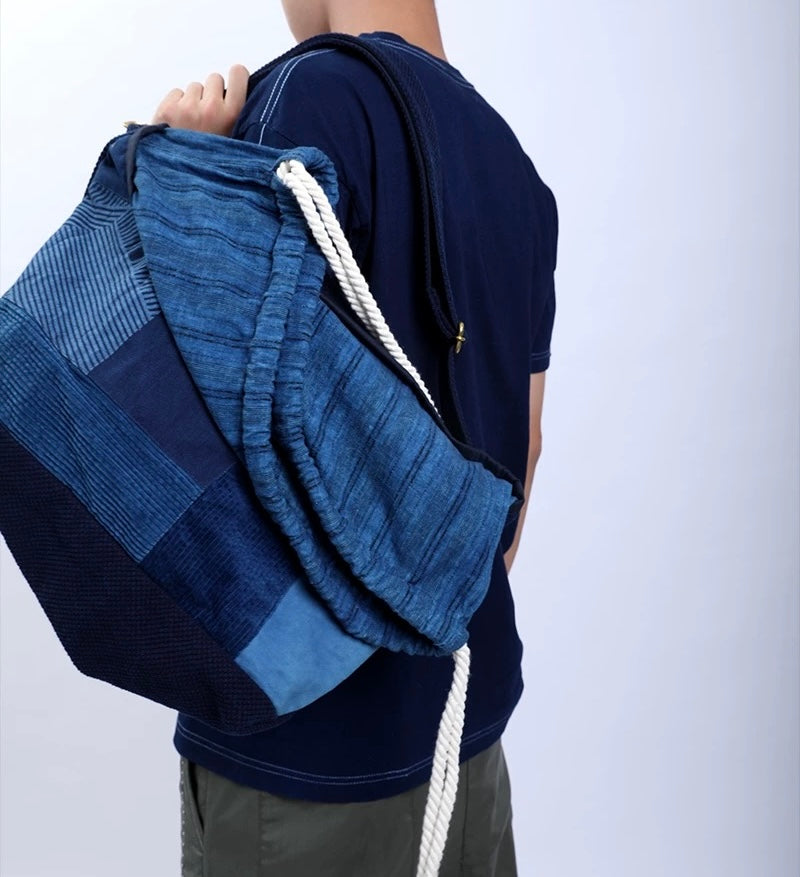 Indigo Dye Patchwork Shoulder Bag