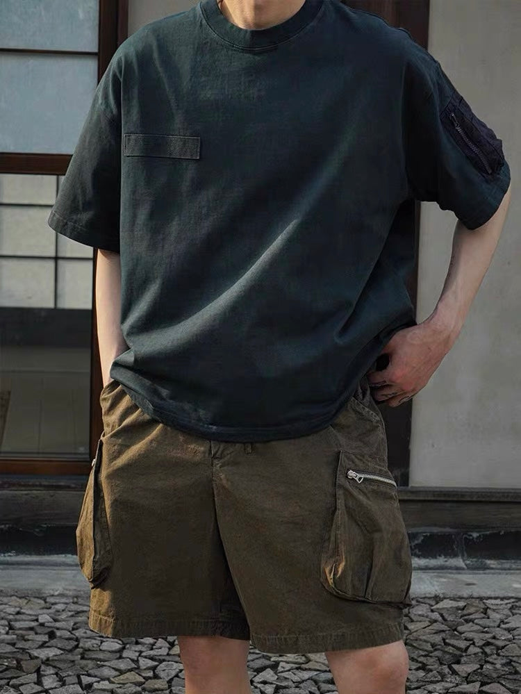 Botanical-Dyed Flight Pocket Heavyweight Tee - Ink Blue