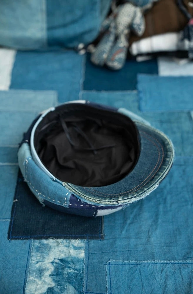 Indigo Dye Boro Patchwork Cap