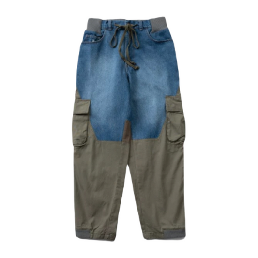 Military Green Patchwork Worker Pants