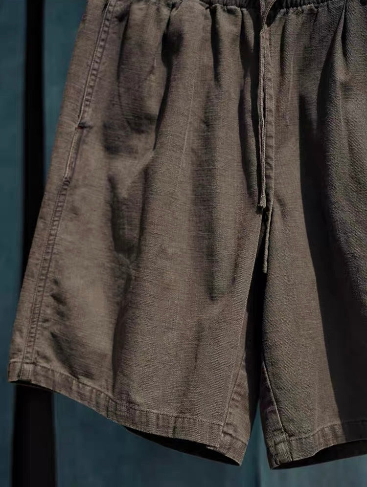 Botanical Charcoal Pleated Easy Shorts