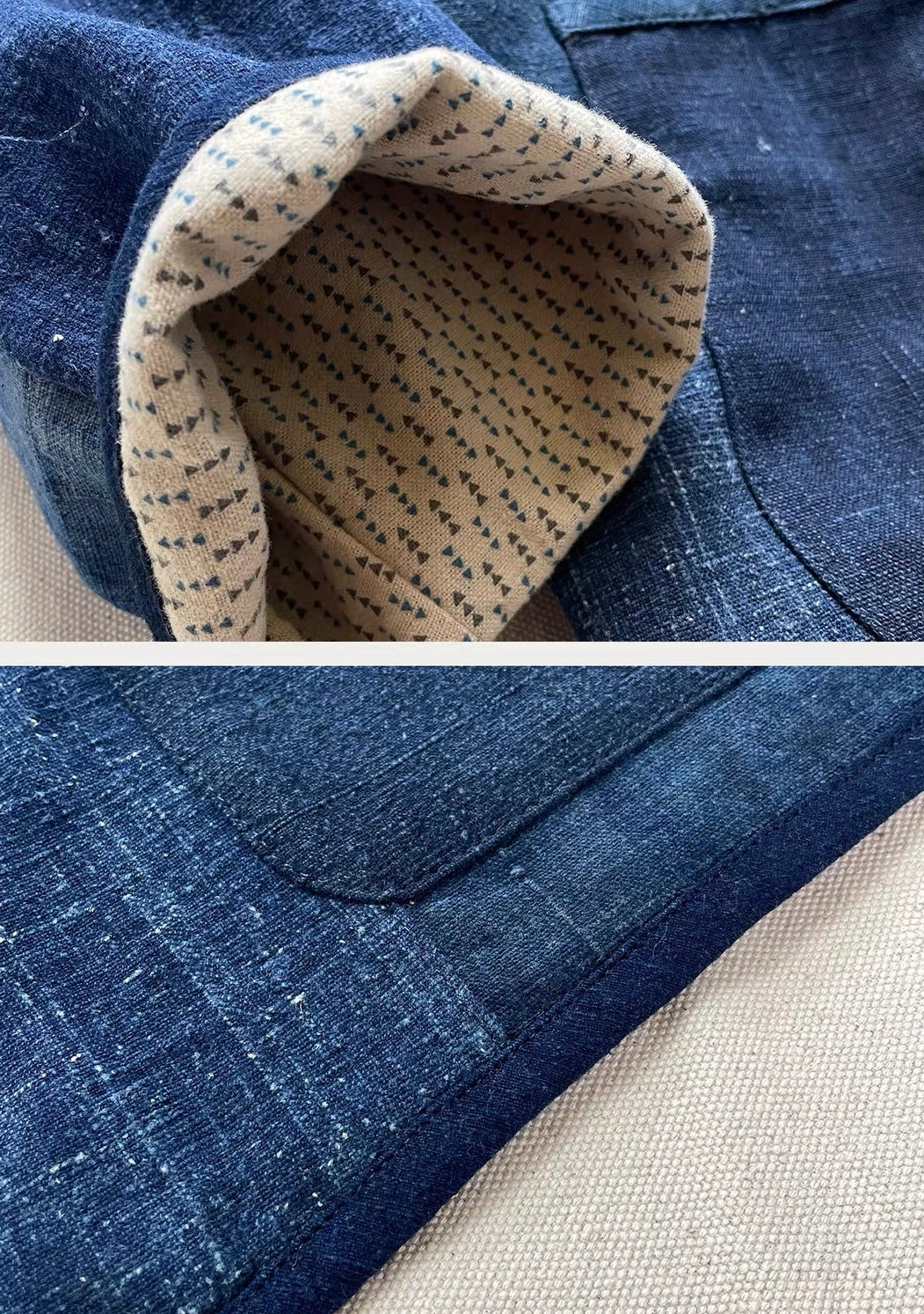Indigo Dye Boro Patchwork Sashiko Chore Jacket