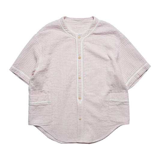 Pink Sashiko Baseball Shirt