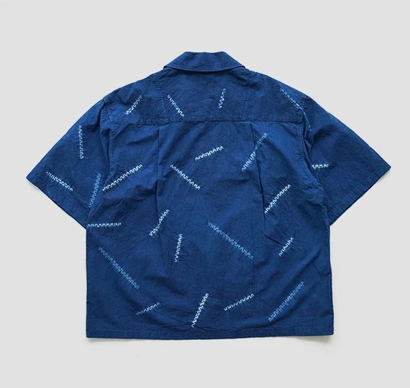 Indigo Tie Dye Aloha Shirt