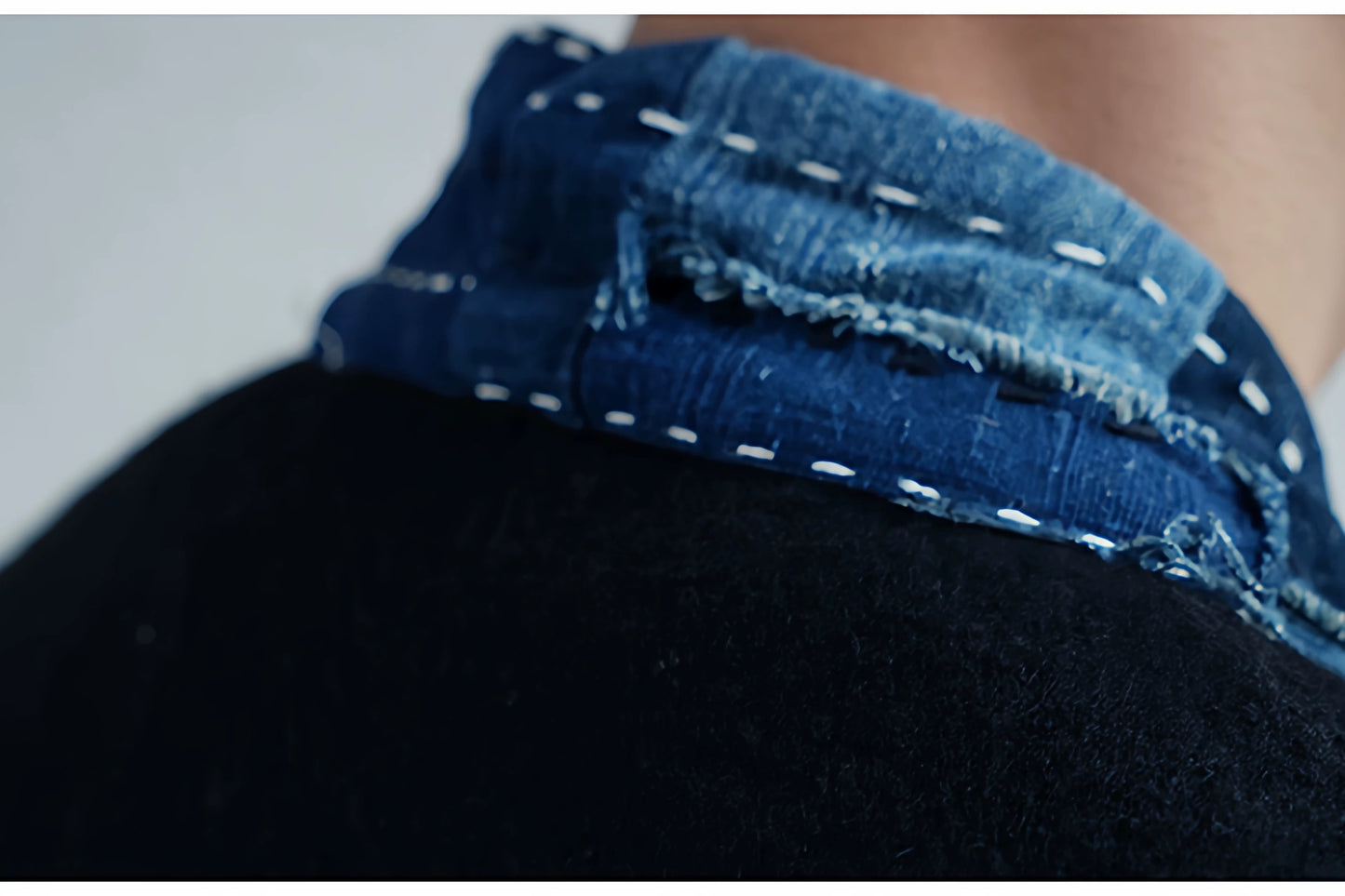 Indigo Dye Sashiko Patchwork Woolen Haori Jacket