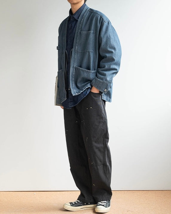 Blue Denim Strap Haori Jacket