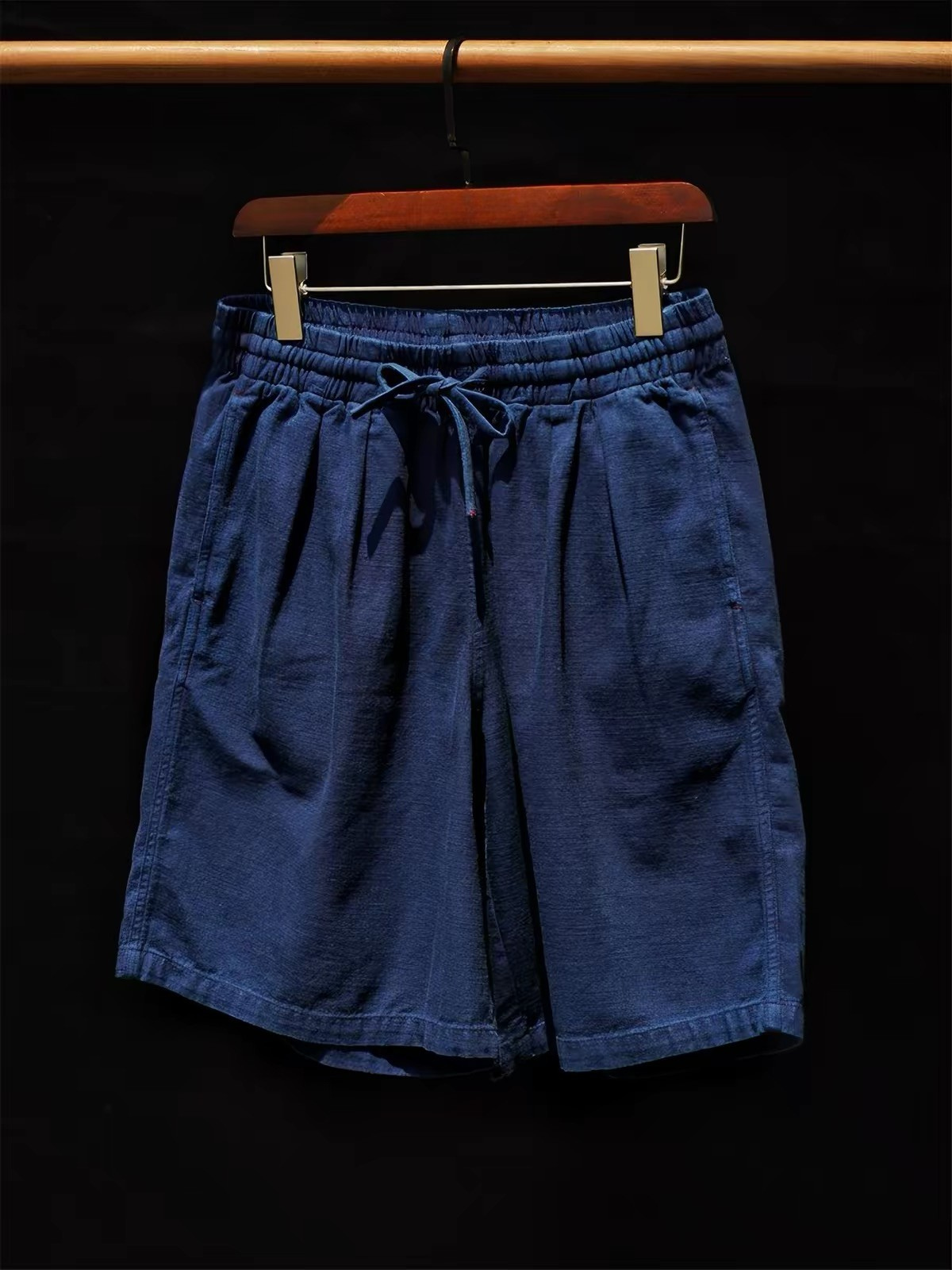 Botanical Indigo Pleated Easy Shorts