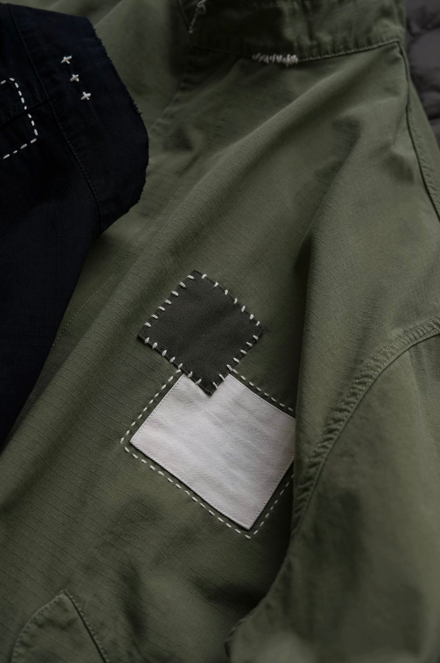 Military Green Sashiko Patchwork M51 Flight Jacket
