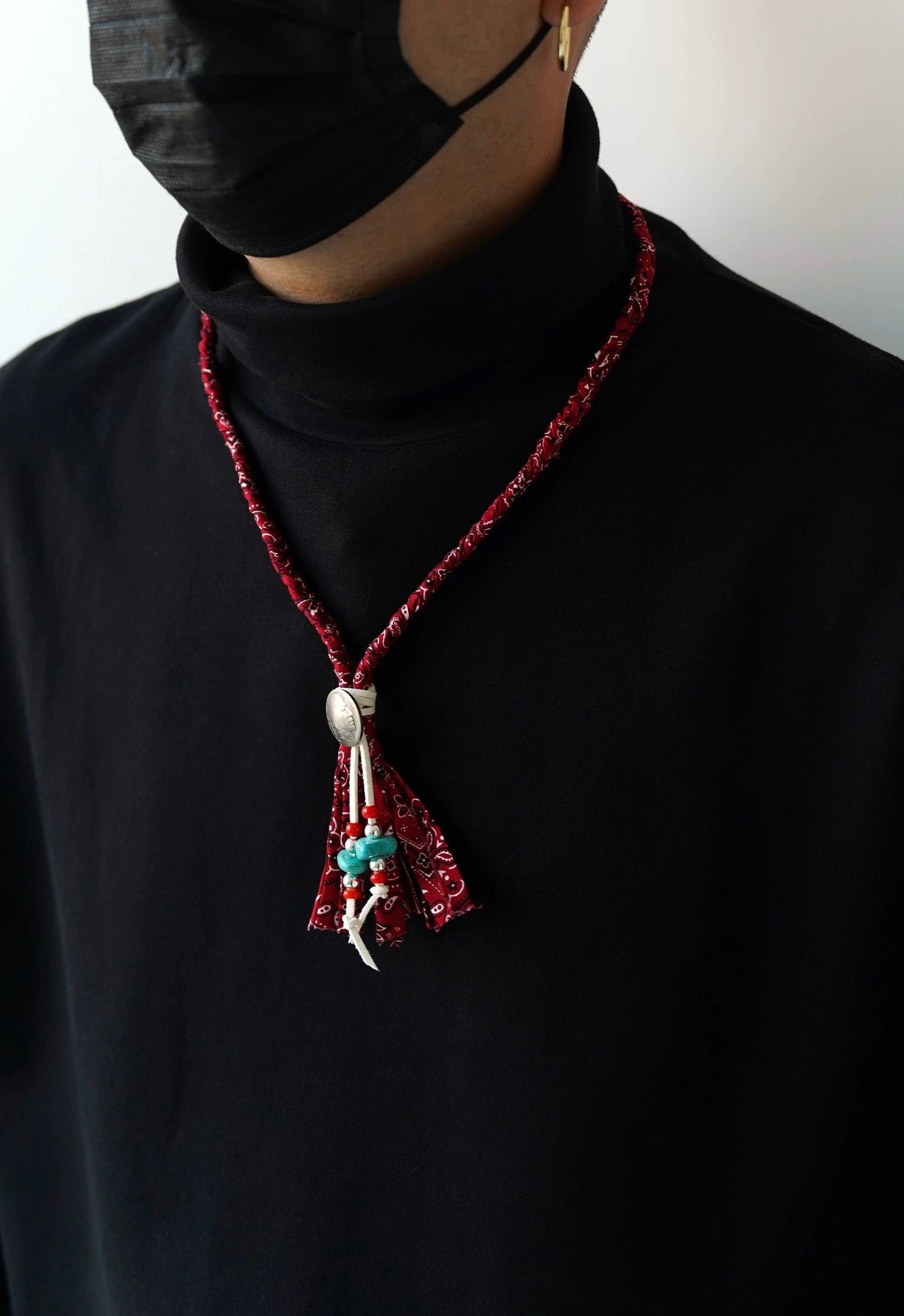 Handwoven Bandana & Turquoise Necklace