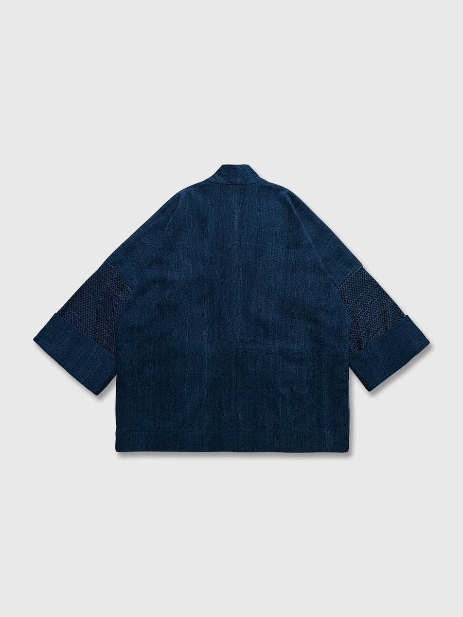 Indigo Dye Denim Patchwork Kimono Jacket