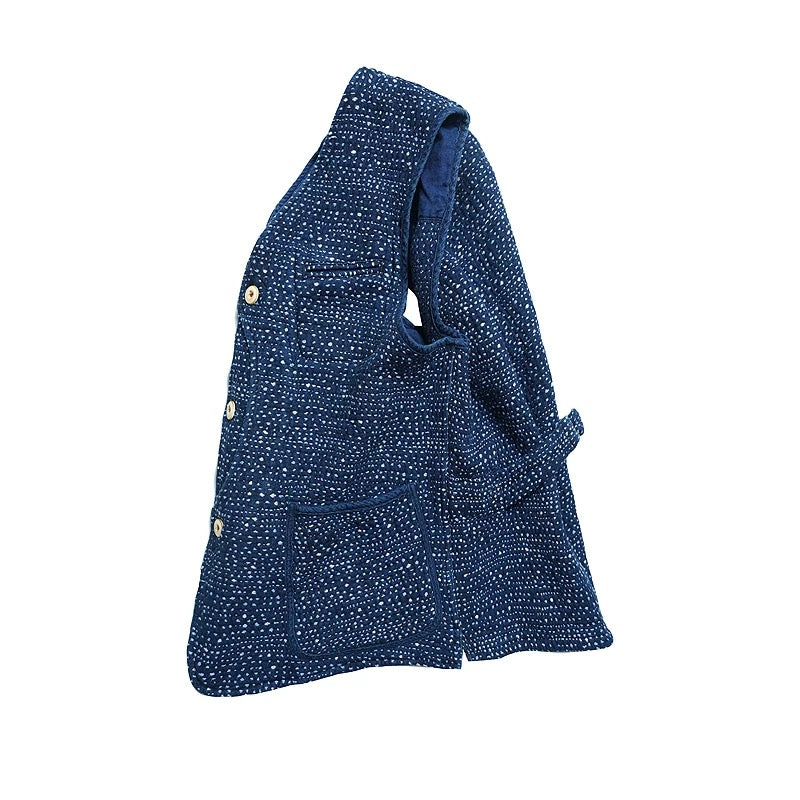 Indigo Dye Sashiko Starry Night Vest