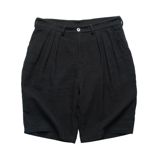 Black Sashiko Ankle Shorts