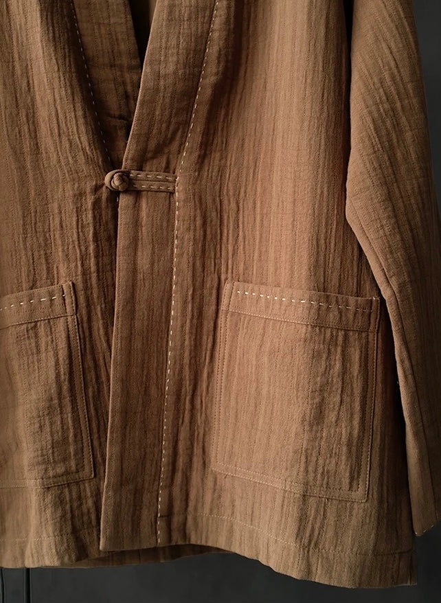 Brown Sashiko Stitch Noragi Jacket