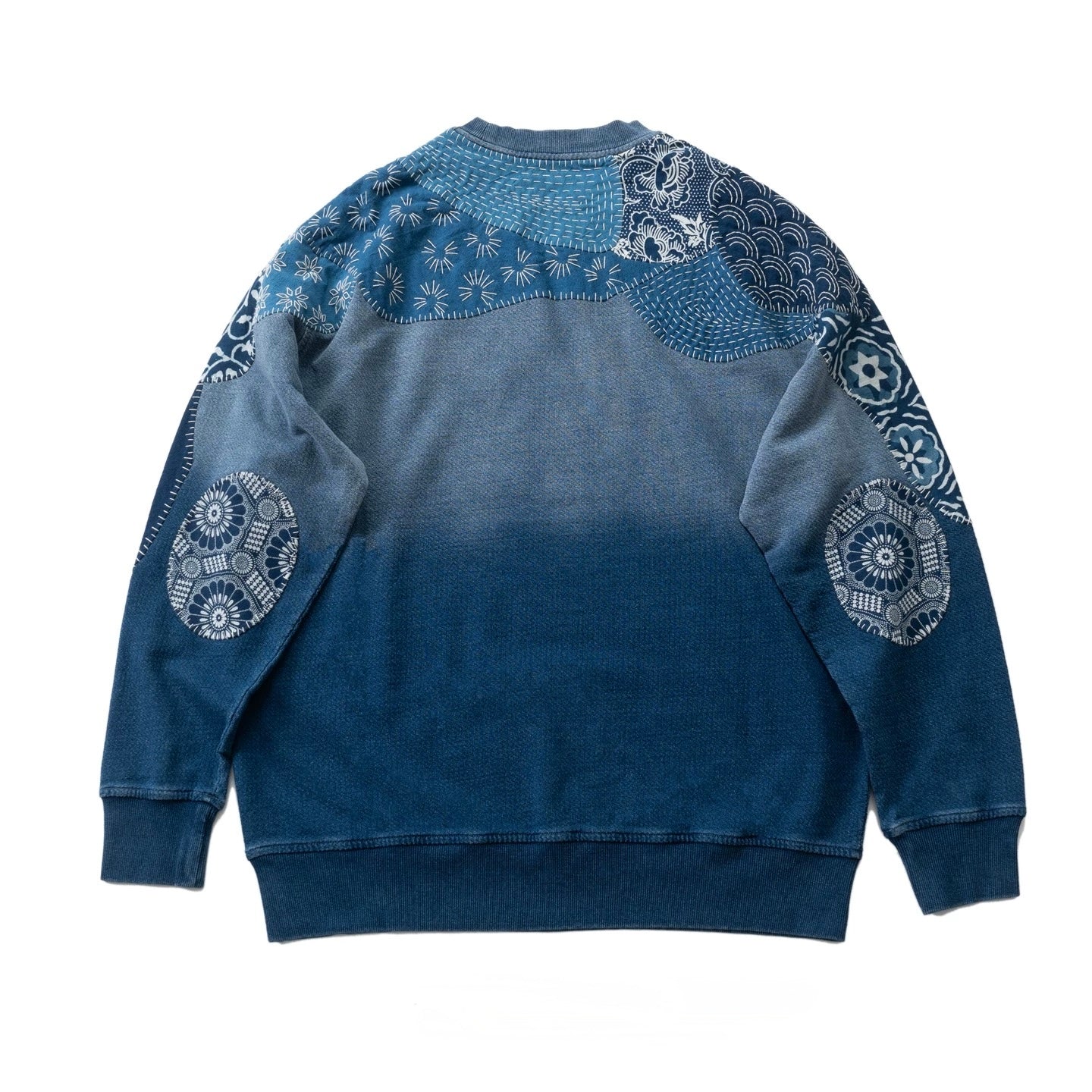 Indigo Dye Patchwork Sashiko Sweatshirt