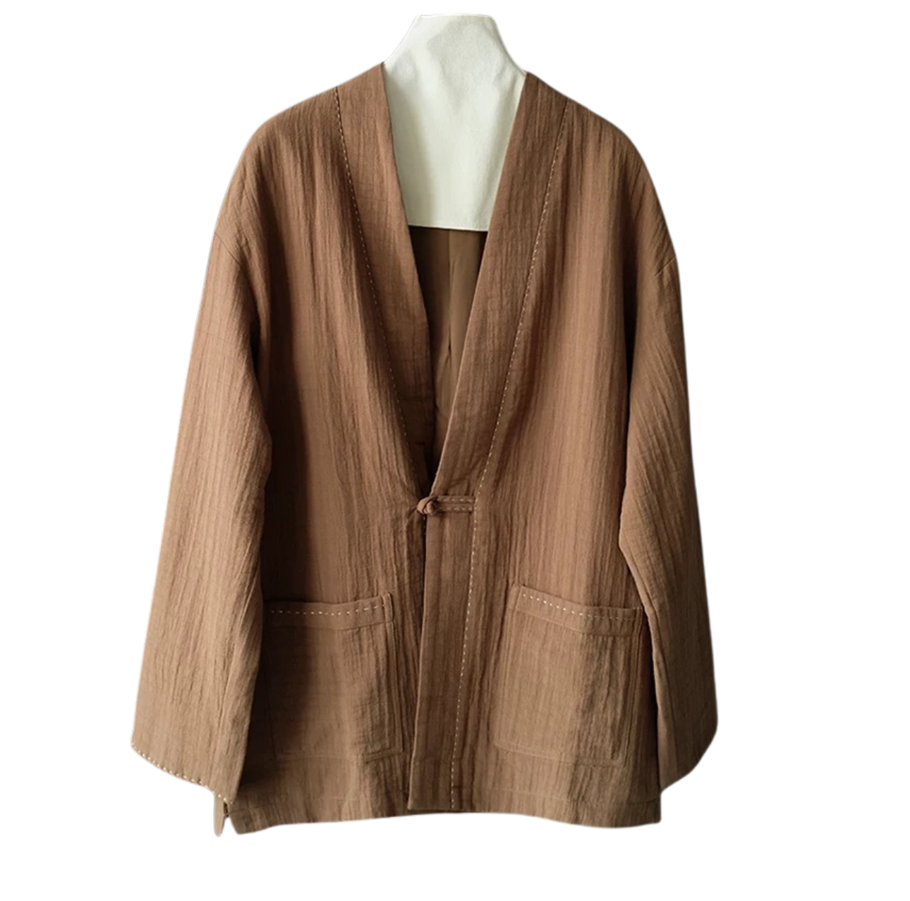 Brown Sashiko Stitch Noragi Jacket
