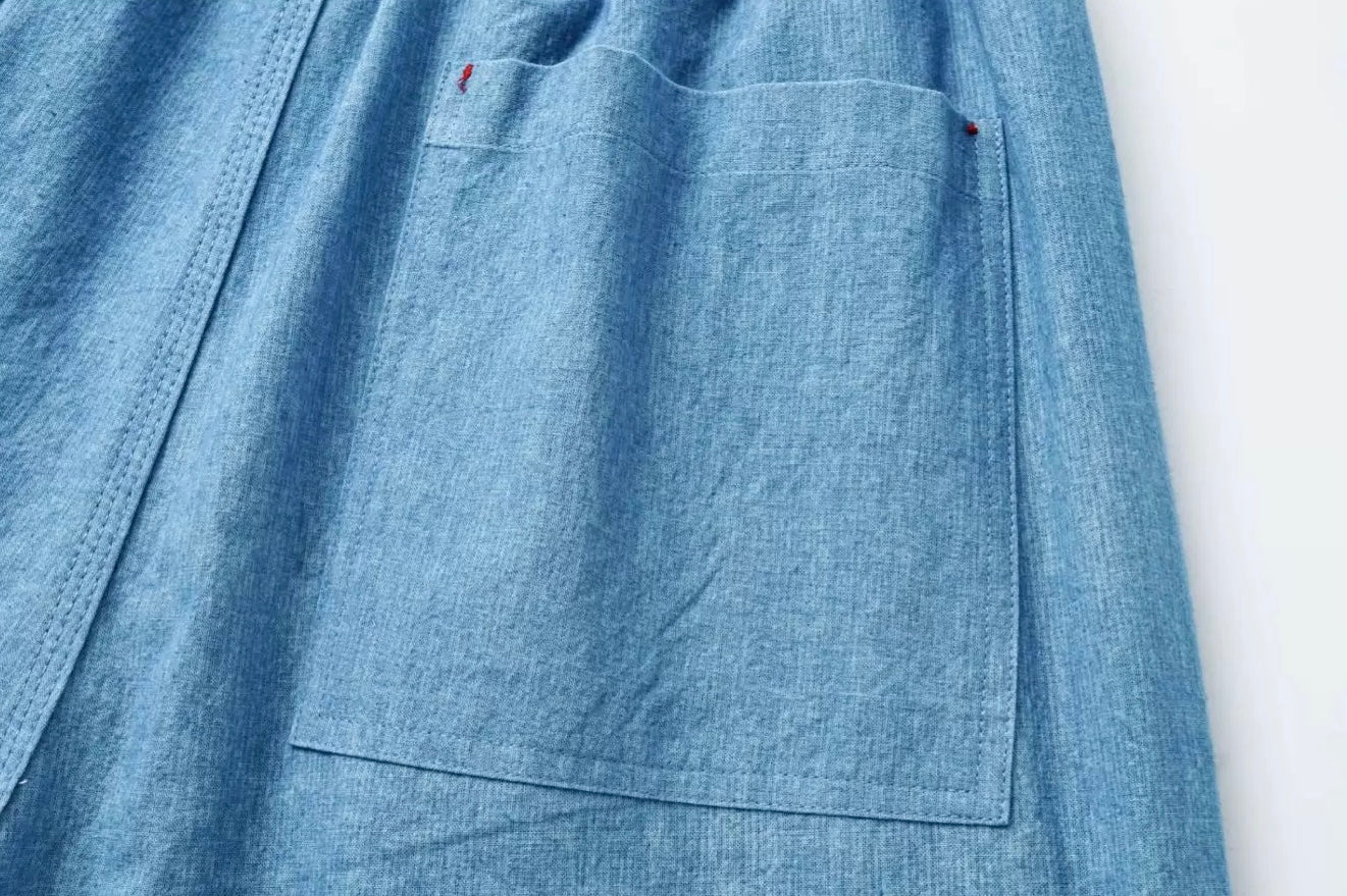 Indigo Dye Basic Kasuri Twill Shorts