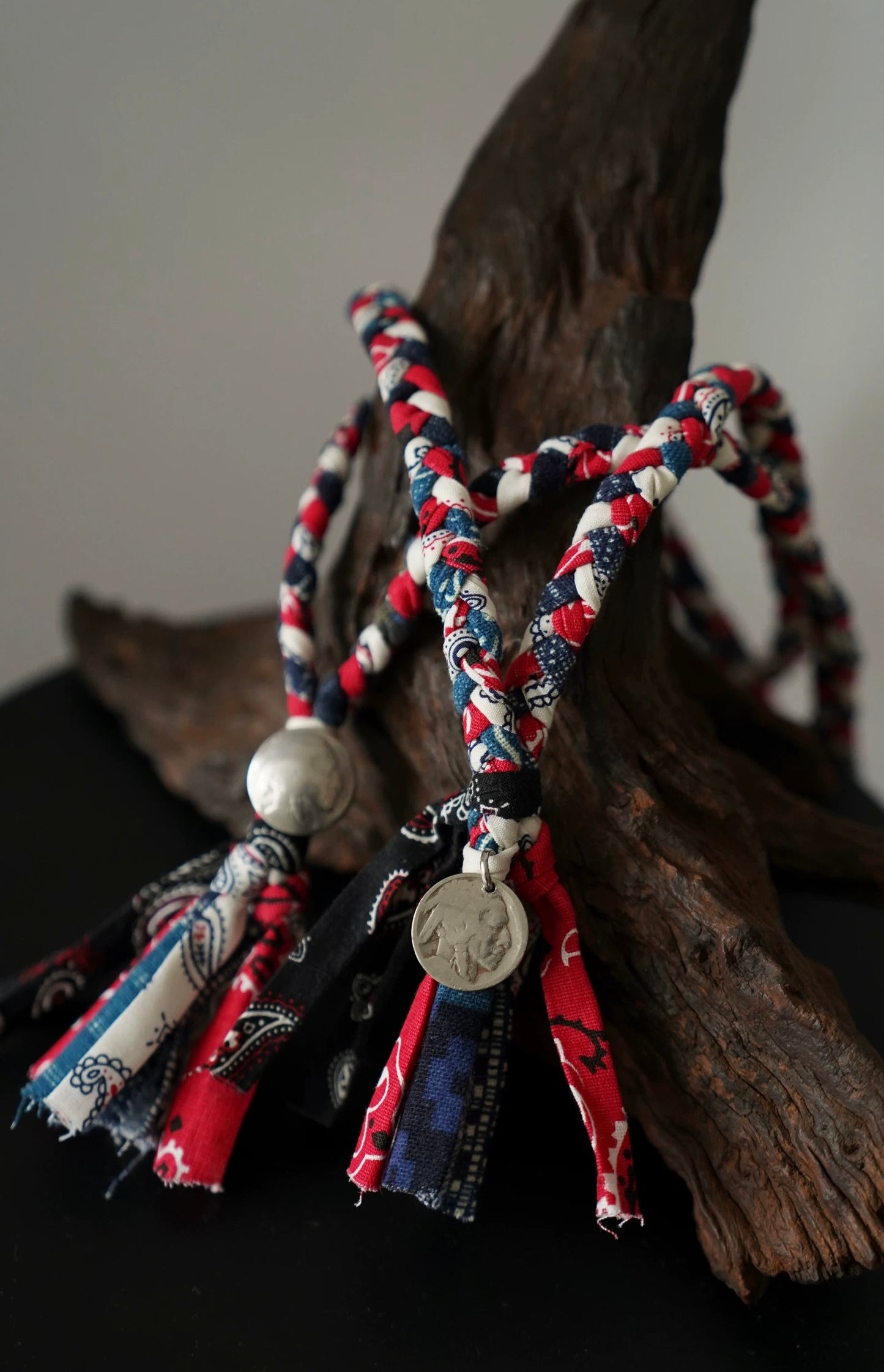 Three Color Bandana Coin Necklace