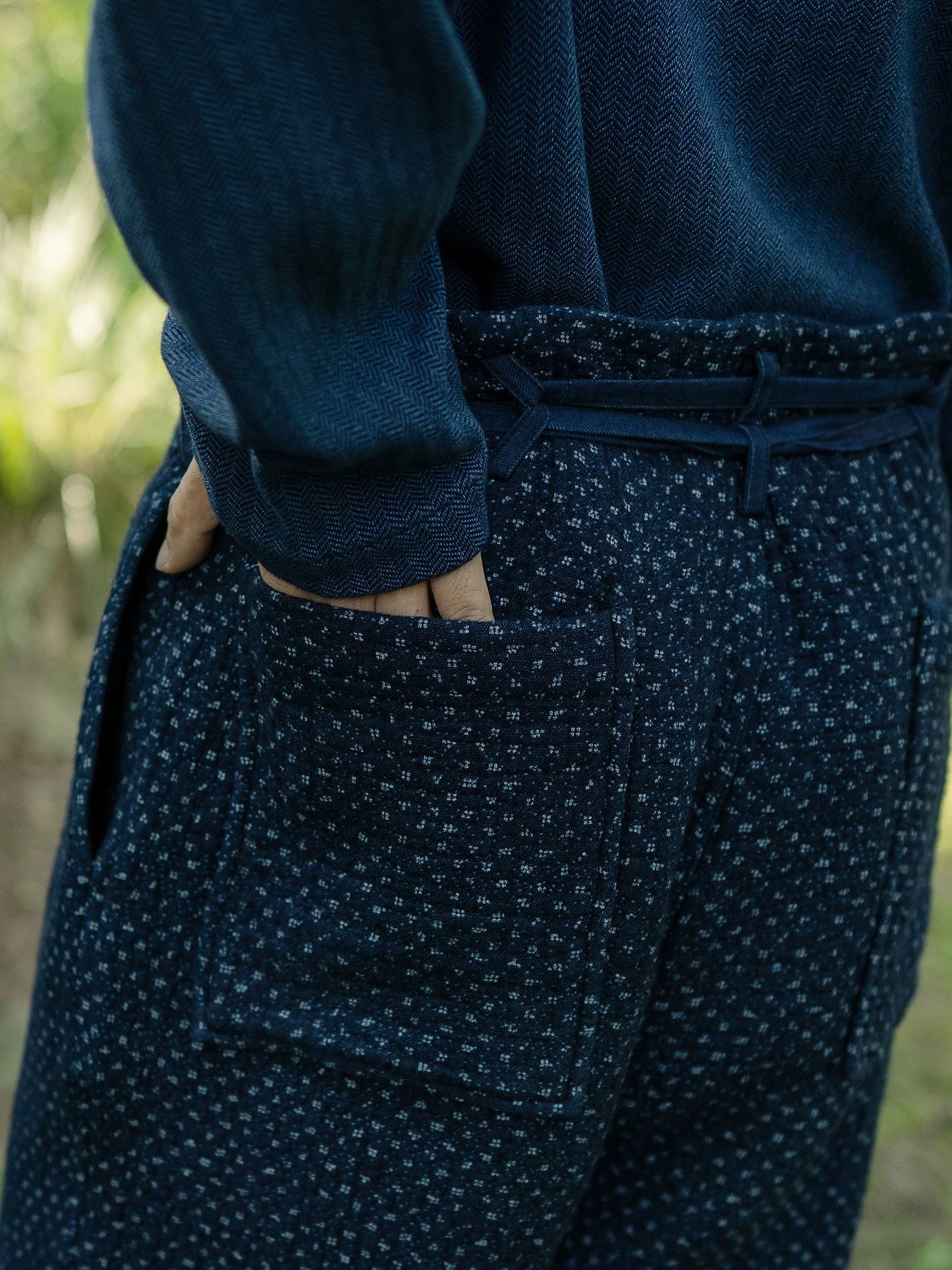 Indigo Dye Sashiko Americana Pants