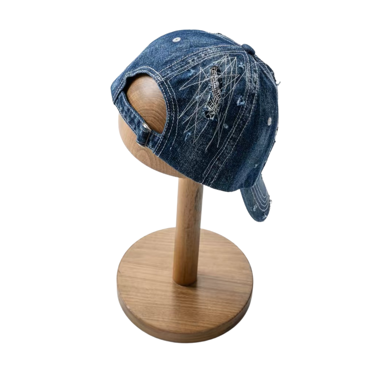Indigo Dye Distressed Denim Cap