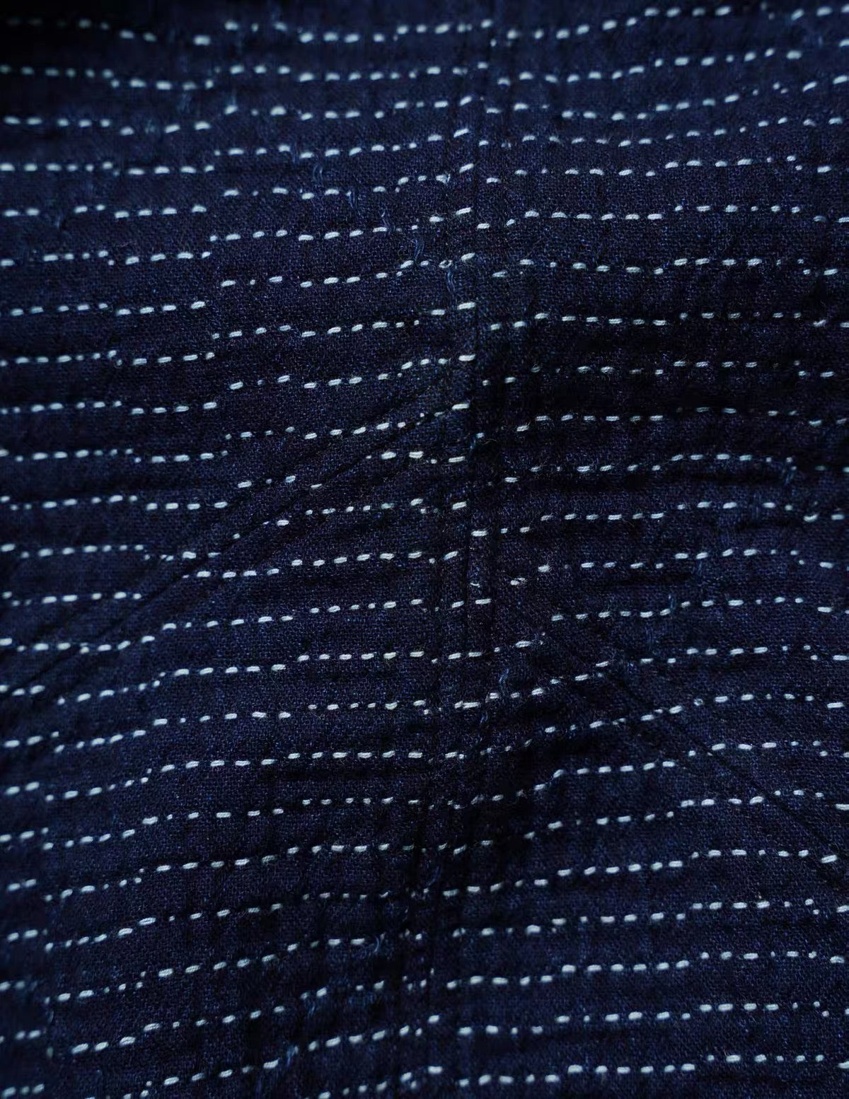 Indigo Dye Running Stitch Sashiko Crewneck
