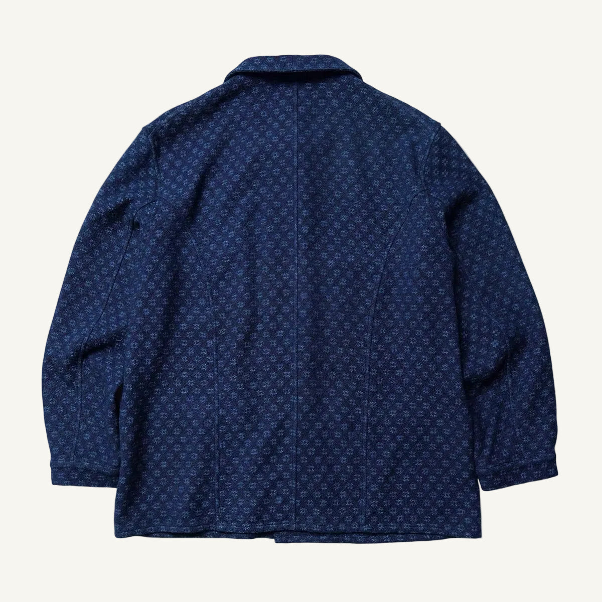 Indigo Dye Octagonal Jacquard Double-Breasted Work Jacket
