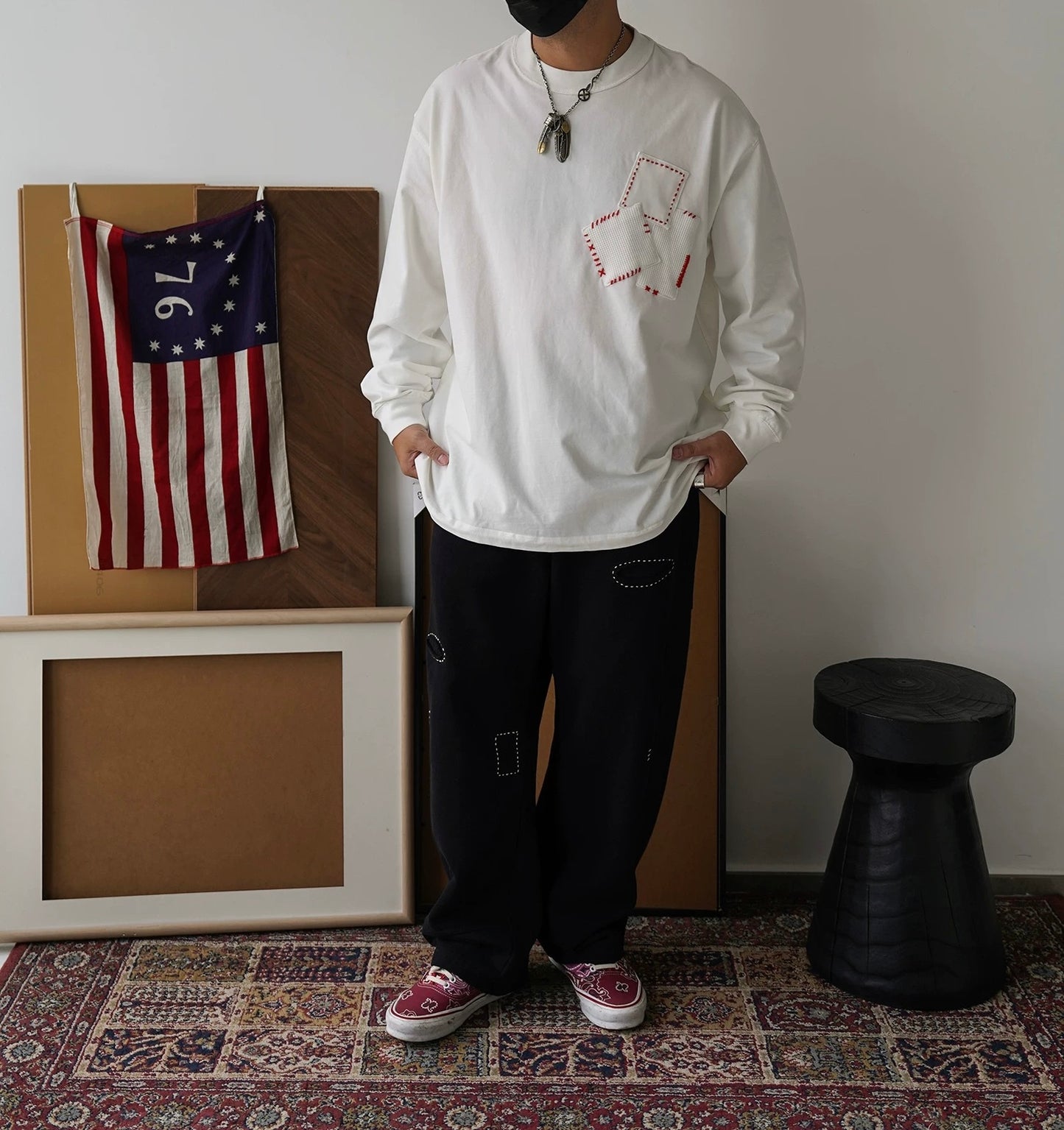 Sashiko Embroidered Sweatpants