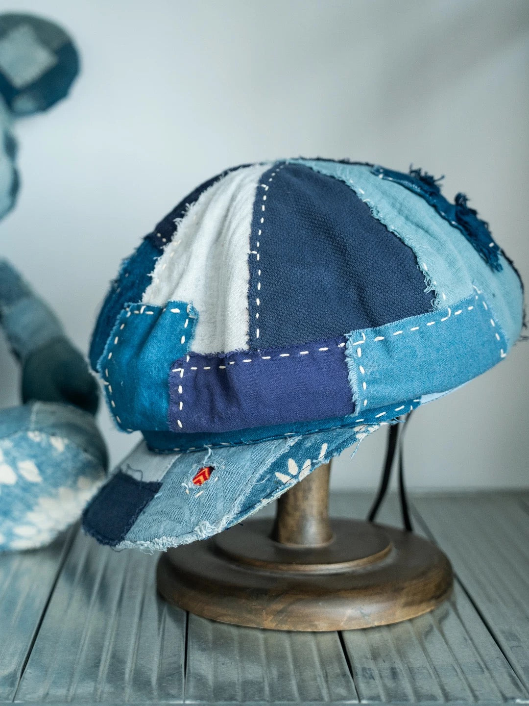 Indigo Dye Boro Patchwork Cap