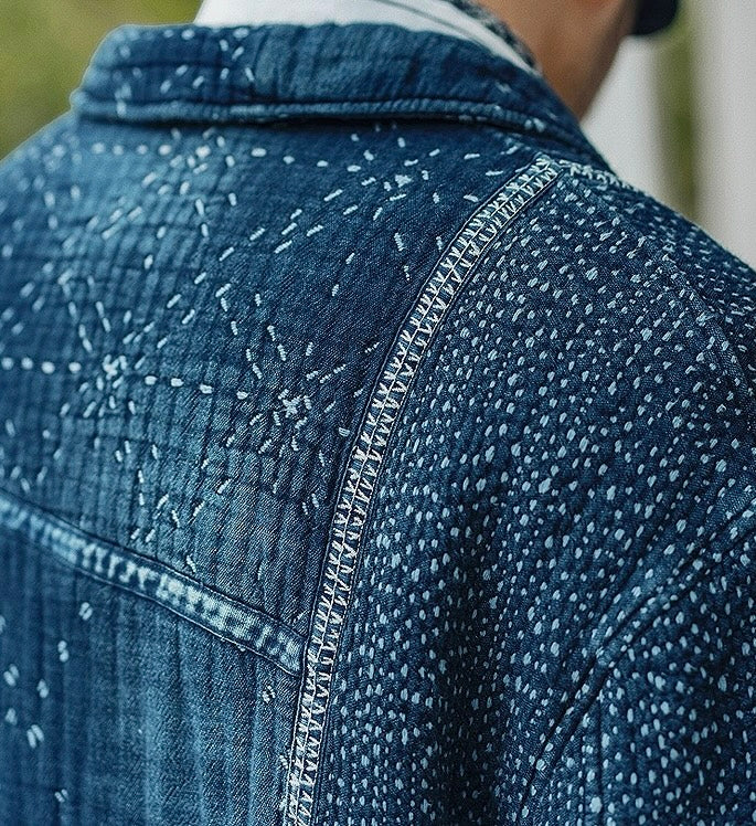 Indigo Dye Patchwork Sashiko Heavyweight Starlight Coat