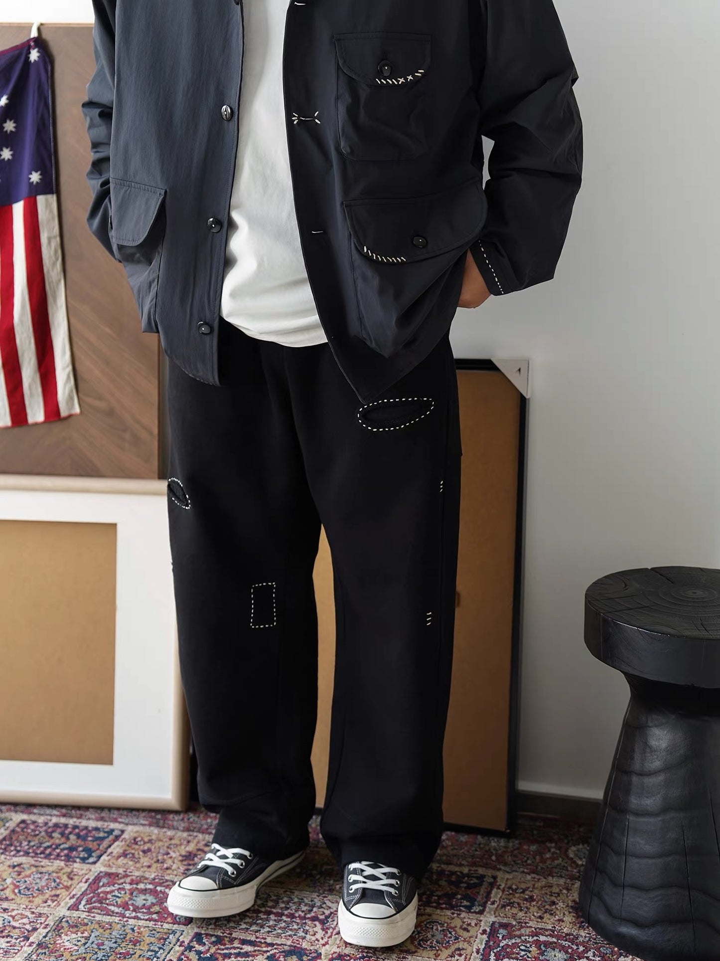 Sashiko Embroidered Sweatpants