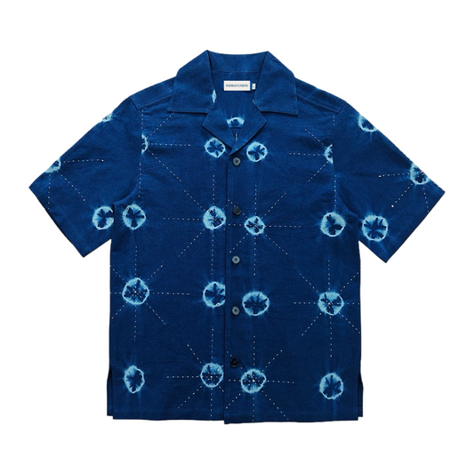 Tie Dye Dots Sashiko Aloha Shirt