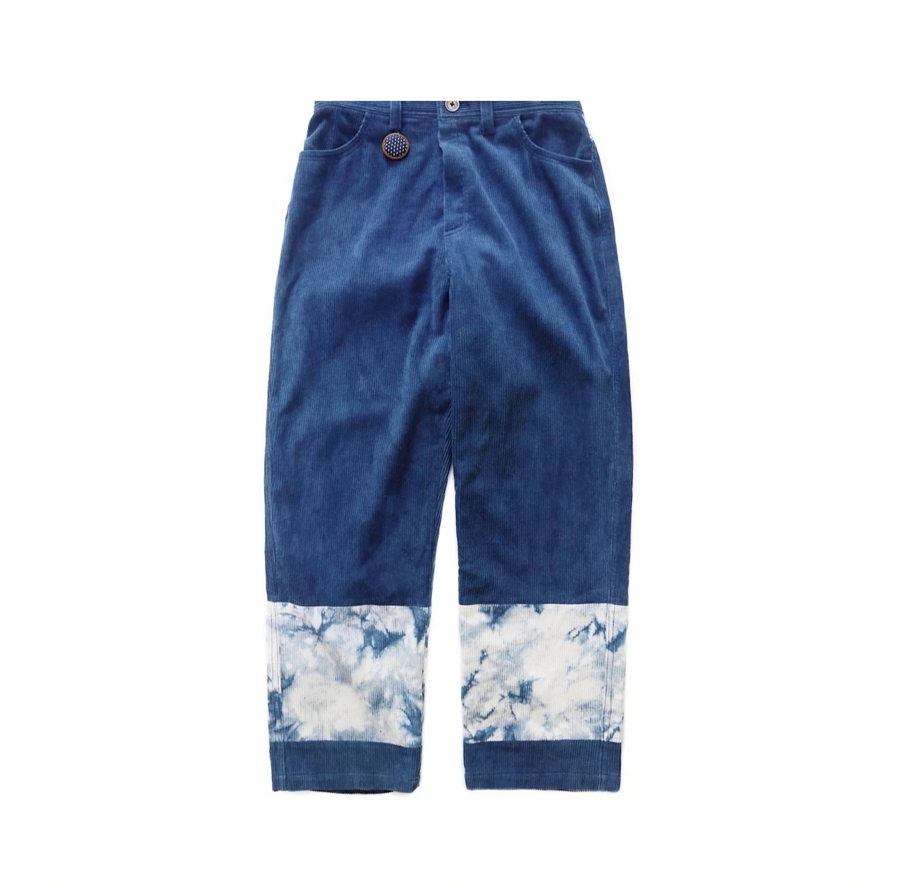 Indigo Dye Patchwork Corduroy Pants
