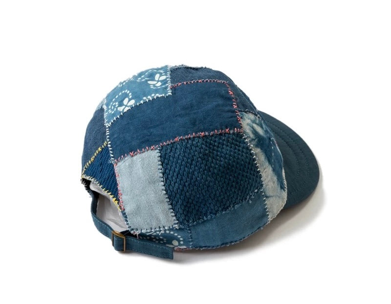 Indigo Dye Patchwork Short Brim Baseball Cap