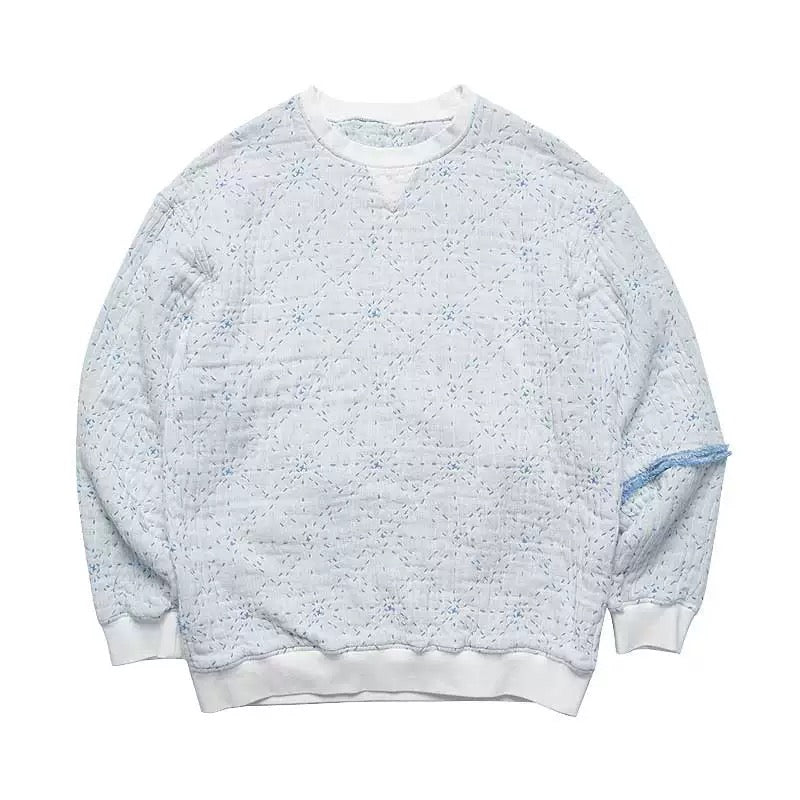 White Sashiko Starry Night Sweatshirt