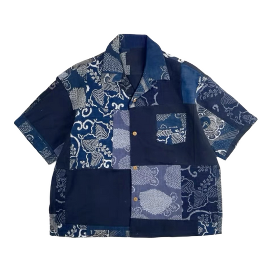 Indigo Dye Kofu Patchwork Shirt