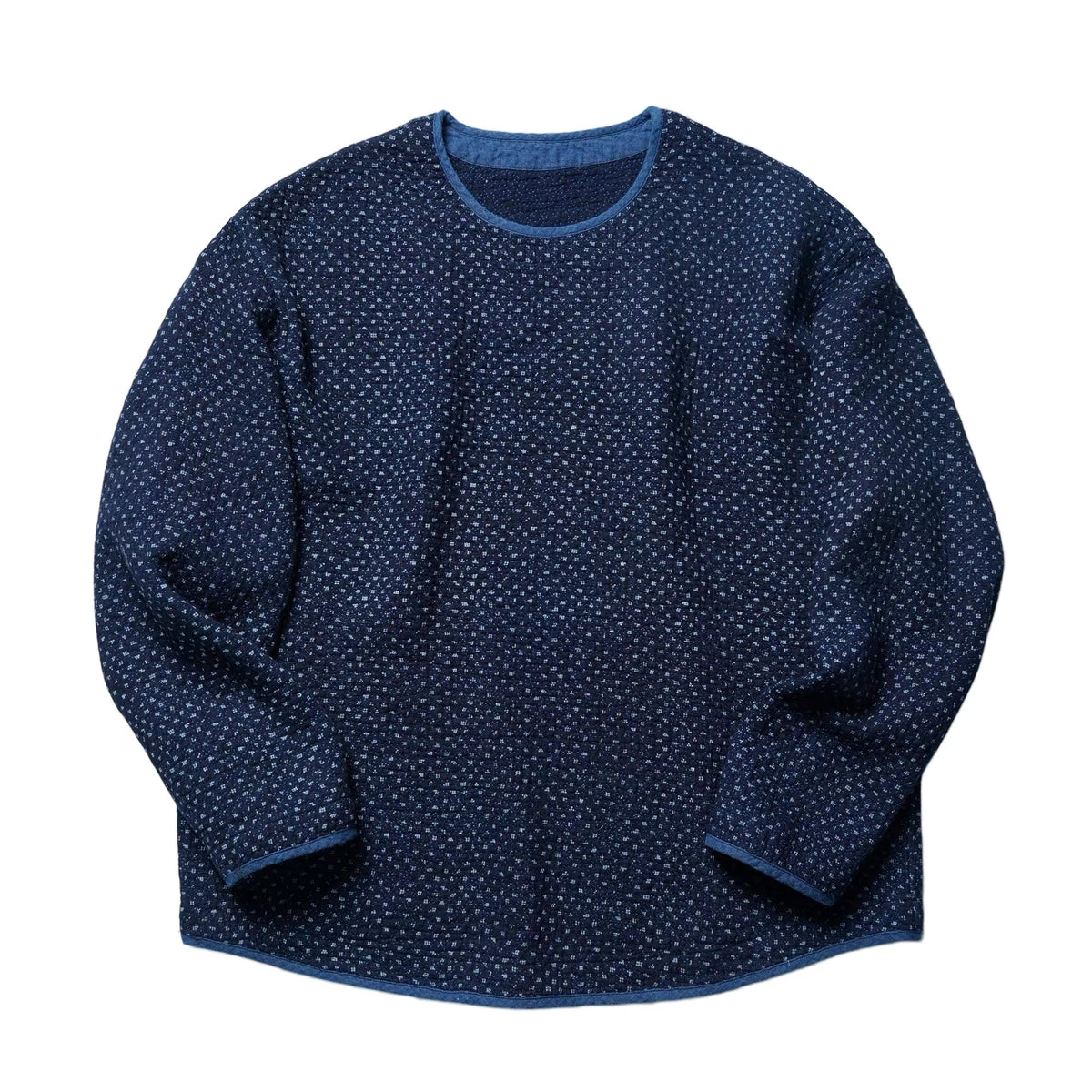 Indigo Dye Discharge Sashiko Pullover